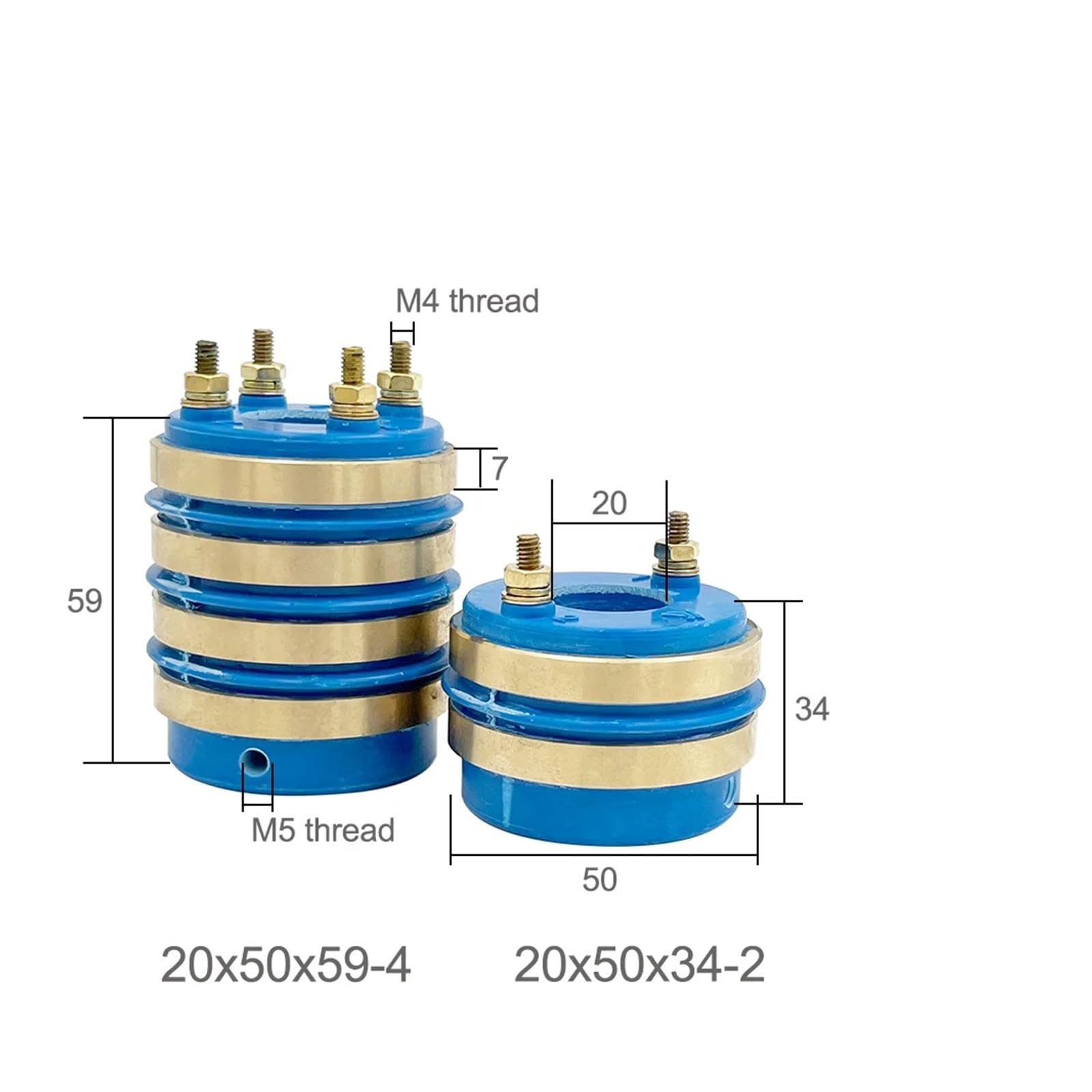 MIKFOL 1 Uds 20x50x59-4 20x50x34-2 Anillo Deslizante Conductor Cobre máquina de Embalaje rotativa colector 6x12 Cepillo de Carbono (Color : 20x50x59-4 J204)