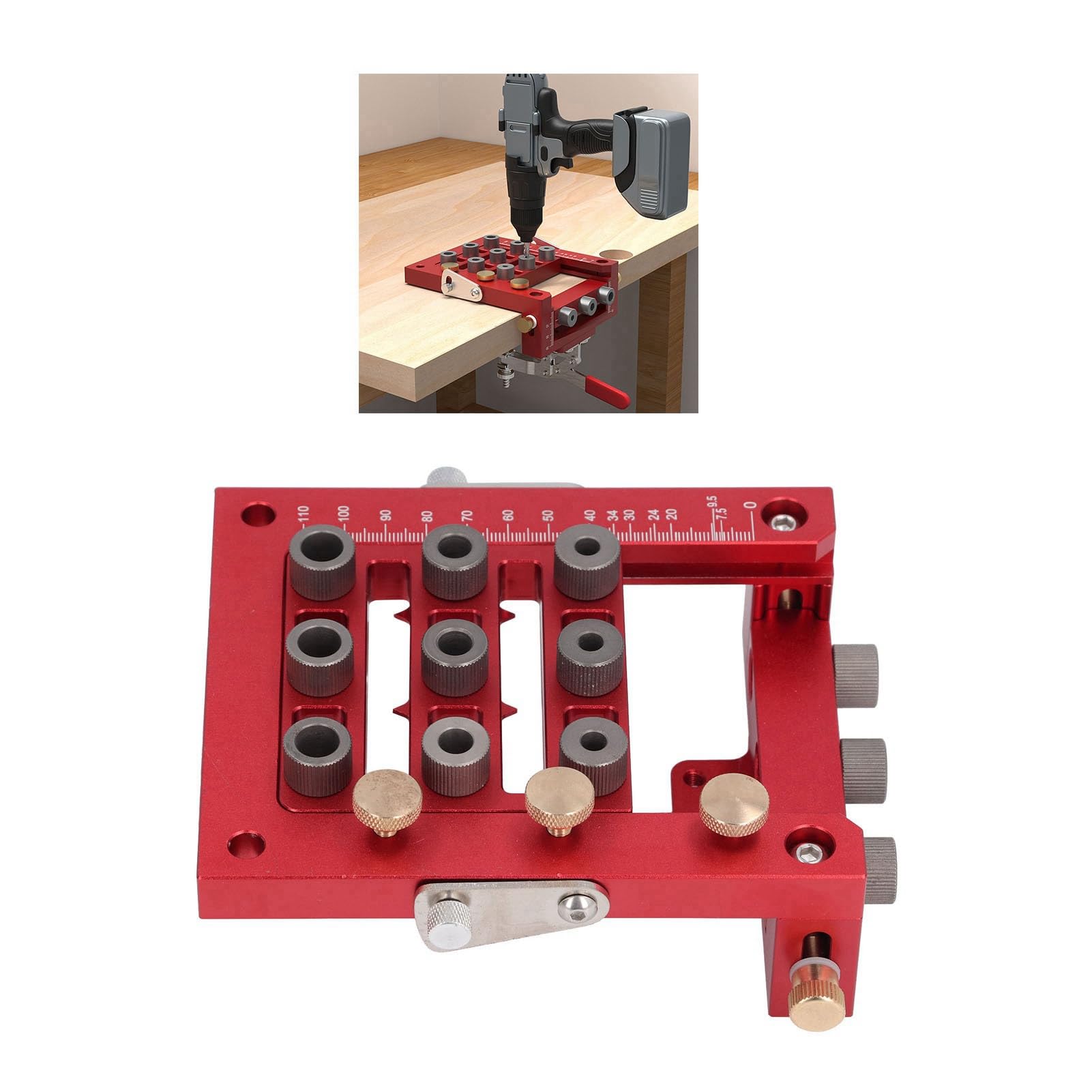 CHICIRIS Plantilla de Taladro para Bisagras de Metal Duradera con Posicionamiento Flexible para Ensamblaje de Gabinetes y Puertas, Adecuada para Carpinteros Profesionales y Aficionados, Completa con