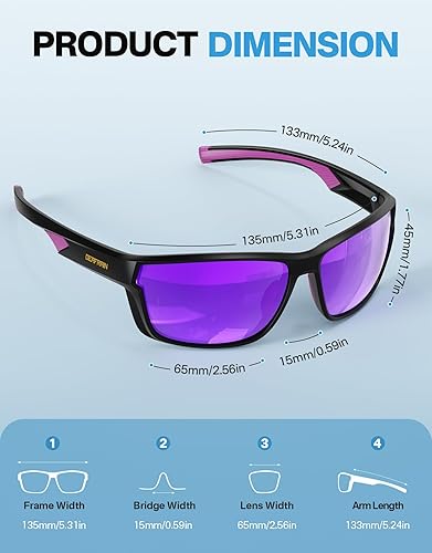 Miniatura 3 de DEAFRAIN Lentes de sol deportivos polarizados para hombres y mujeres, ideales para correr, pescar, conducir, marco irrompible con protección UV