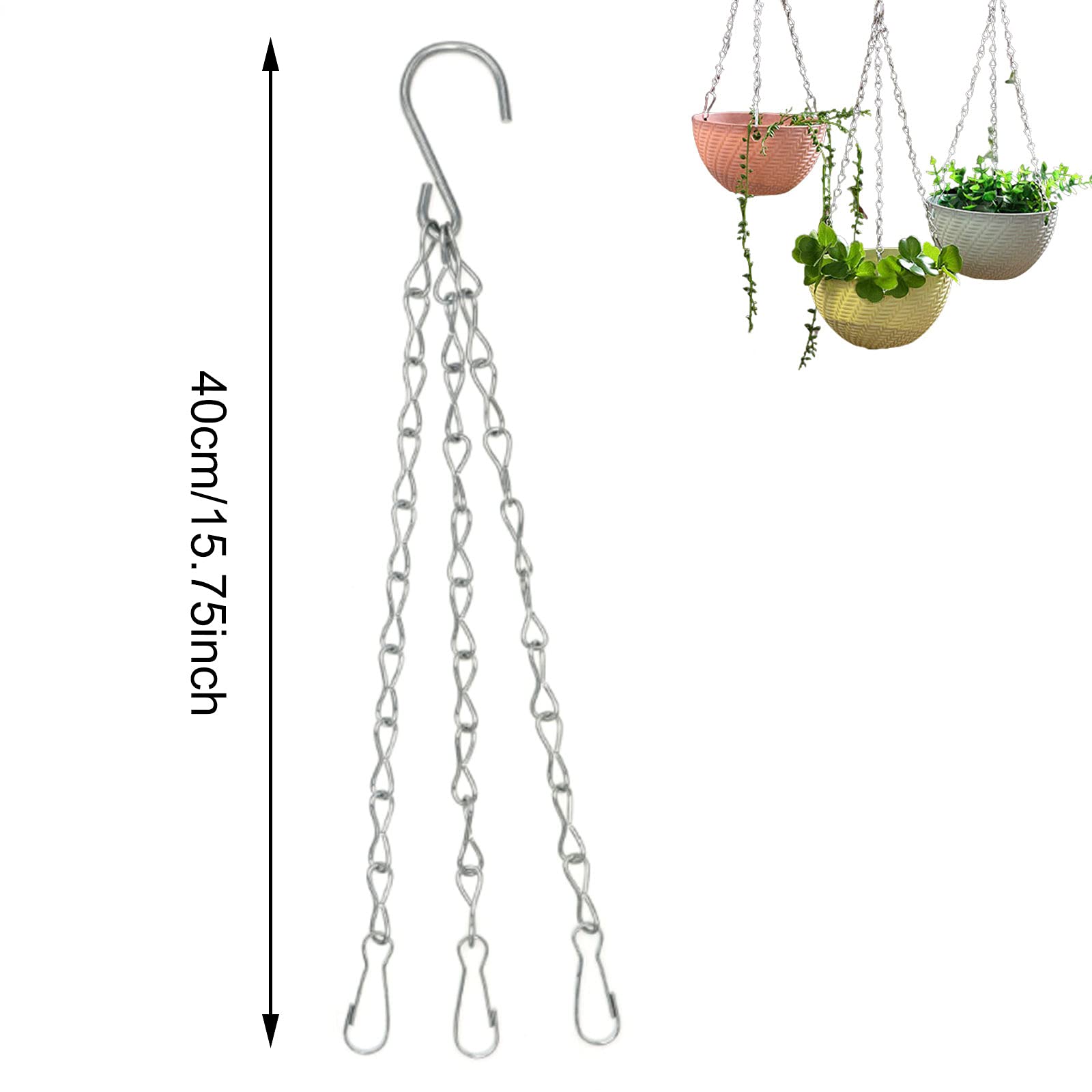 Crochets Ajustables Chaînes De Suspension QEQSHQO - 3 Pièces Noires Pour Pots De Fleurs, Lanternes Ou Décorations Décoration Jardin