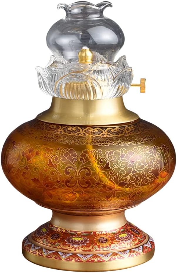 Decorative Lighting Oil Lamp Buddha Lamp Pure Copper Buddha Butter Lamp Guanyin Lotus Lantern in Front of Buddha Hall Buddha Offering Lamp