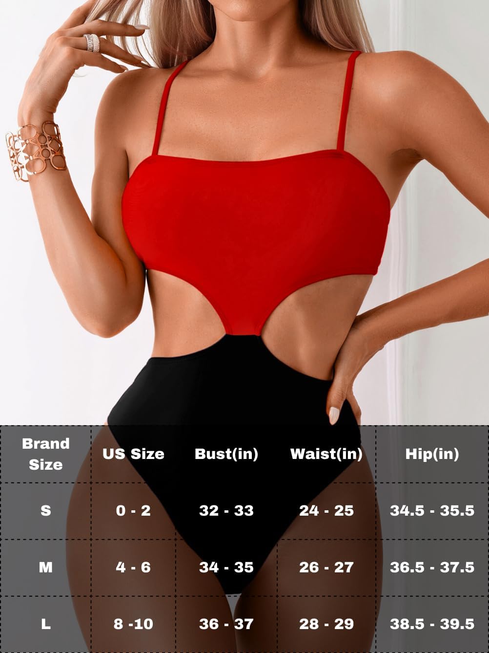 Color Block Swimsuit,Cut Out Sexy Monokini Women,Cheeky One Piece Swimsuits Beach Cruise Pool Party - Image 7