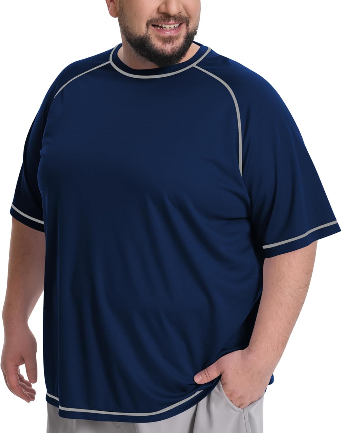 LETAOTAO Big and Tall Swim Shirts for Men, 2XL–8XL Short Sleeve Rash Guard Quick Dry T-Shirt, UPF 50+ Sun Protection