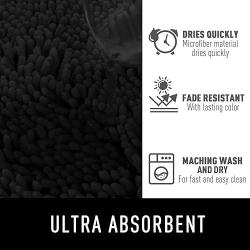 Miniatura 4 de Tapete de baño de felpilla antideslizante, grueso, suave y absorbente, de goma, duradero, lavable a máquina, decoración de habitación (20 x 32