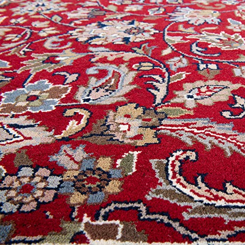 THEKO | Traditioneller Orientteppich aus 100% Schurwolle Perserteppich mit Isfahan Muster | handgeknüpft | Rot | 40x60cm – Bild 4