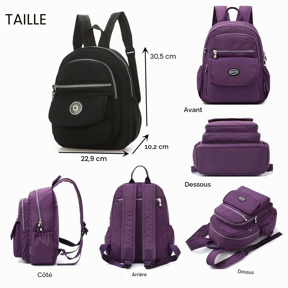 Laneko Mini sac à dos en nylon pour femme - Petit sac à dos léger - Mini sac à dos décontracté pour voyage