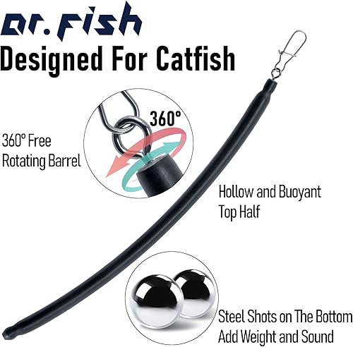 Miniatura 2 de Dr.Fish Paquete de 6 pesos de arrastre para pesca de gato, trollos, fregaderos de arrastre a la deriva, pesos de pesca para bagre, pesos de arrastre