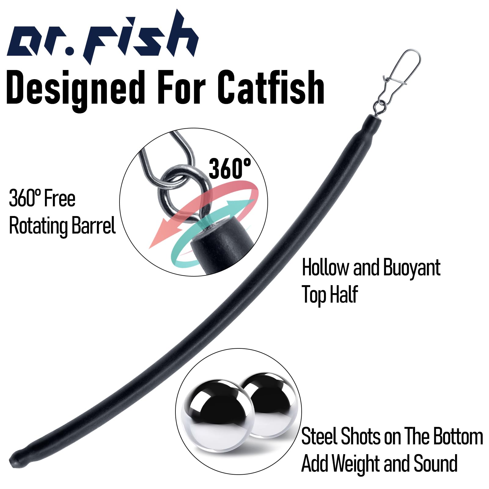 Dr.Fish Paquete de 6 pesos de arrastre para pesca de gato, arrastre a la deriva, plomos de búsqueda inferior, pesas de plomo para pesca de bagre, pesos, 2 onzas, 3 onzas, 4 onzas