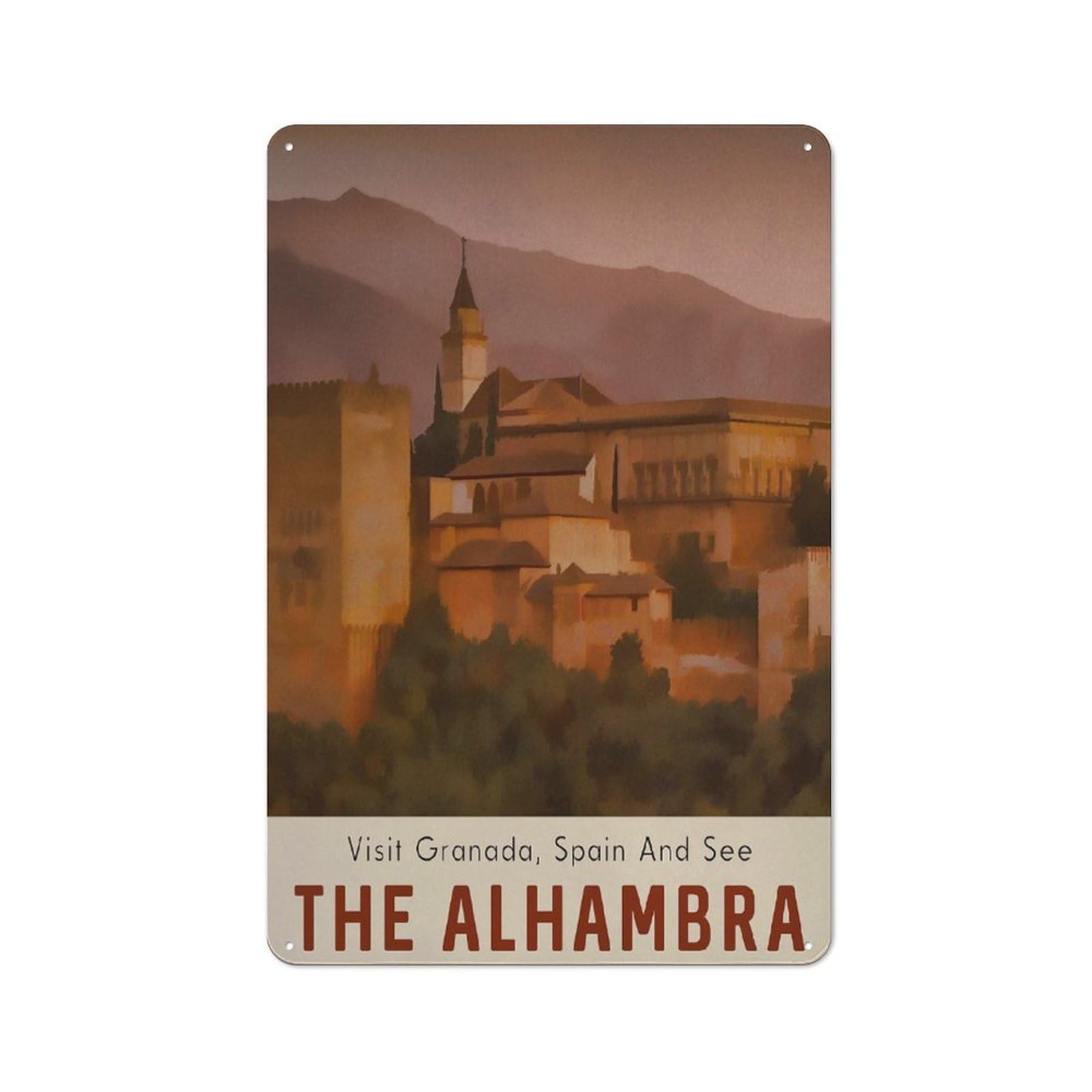 Junmoney Style-9 Vintage Visit The Alhambra Garden Room Metal Sign 30X20cm, Porch Wall Decor For Conservatory, Home Bar Or Utility Room