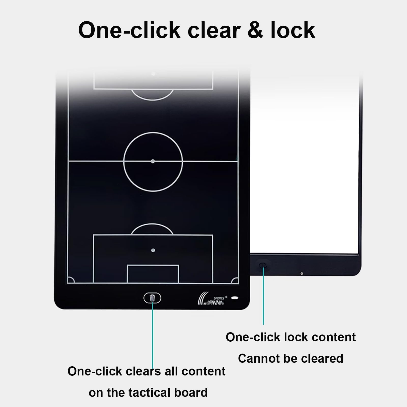 Lavagna elettronica magnetica double-face per allenatori di calcio, con schermo LCD da 40,6 cm, con penna stilo, lavagna strategica per allenatori, accessori per allenamento
