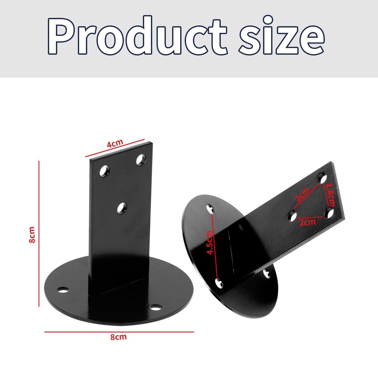 Soporte Para Pasamanos, Soportes Pasamanos Accesorios para Pared, Barandillas Escaleras Maderapara Barras de Pasillos Interiores y Exteriores, Colgador Pared - Negro, 2 Piezas