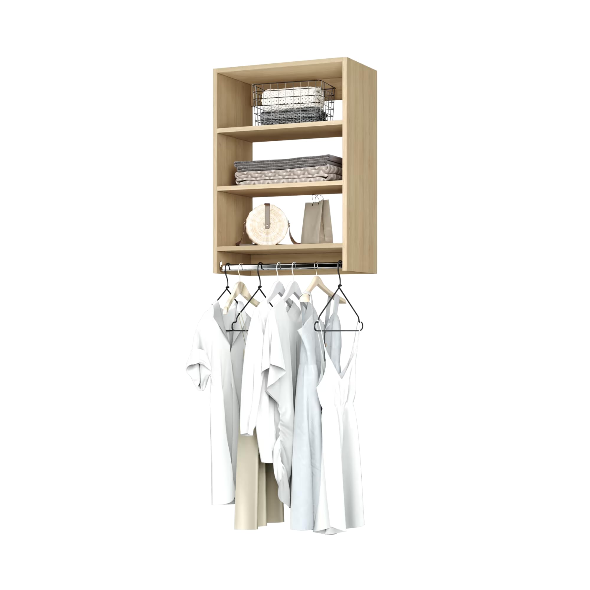 Modular Closets Vista Collection Medium Hanging Wood Built in Closet Organizer Unit (Oak, 31.5
