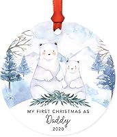Vista 88 de Andaz Press Adorno de recuerdo de Navidad de metal redondo personalizado para la familia, My First Christmas As Gigi 2024, acuarela de osos polares