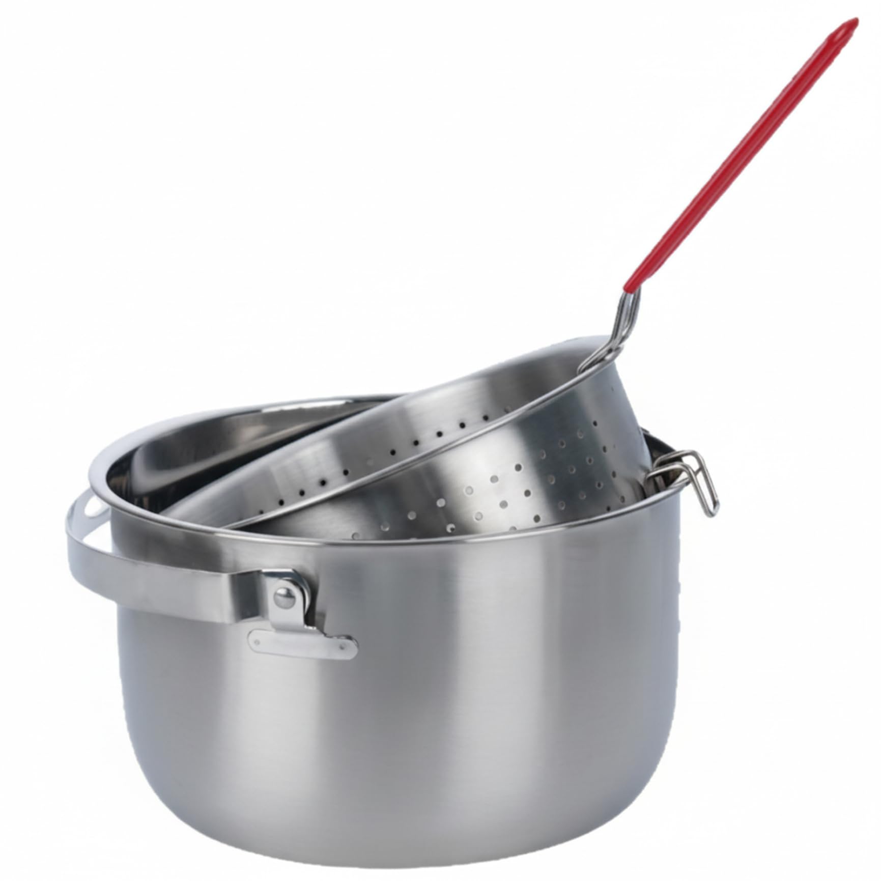 Olla freidora de acero inoxidable con cesta, olla freidora de 2, 4 L con mango resistente al calor para pescado, alitas de pollo y reuniones al aire libre