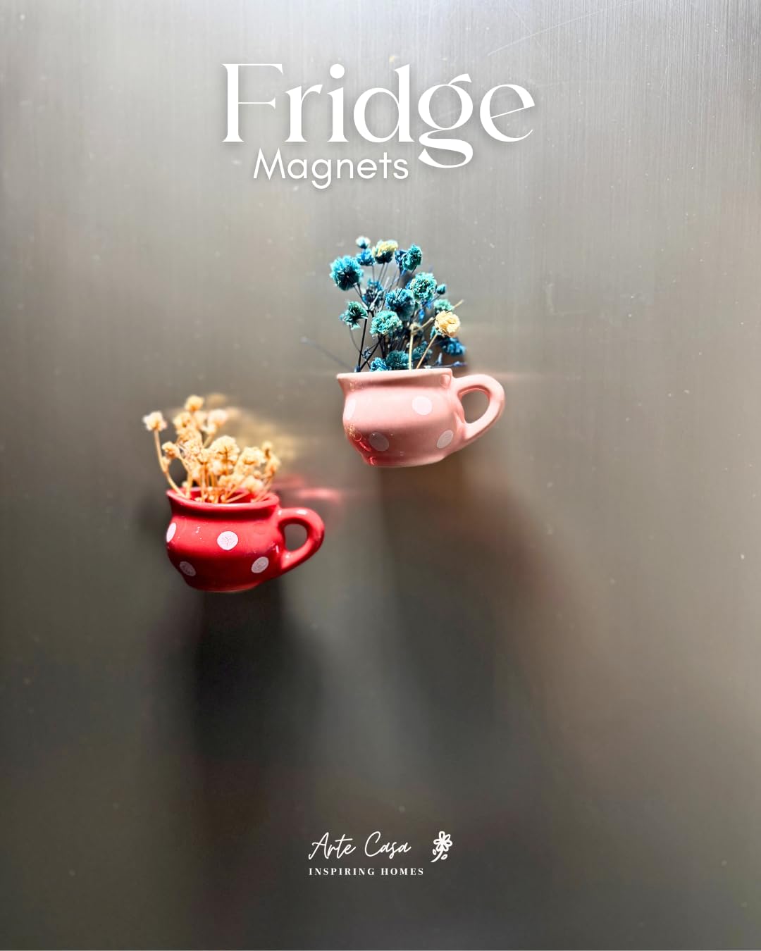Arte Casa Sip & Stick Fridge Magnets 3D Decorative Attractive Tiny Flower Vase Cute Small Planter (Pack of 2)-image-24