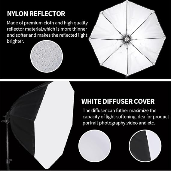 2 Pack Octagonal Softbox Lighting Kit, 27.5 Professional Soft Box Photography Lighting with 85W 3000-6500K Dimmable LED Bulbs, Photo Studio Lights Equipment for Portrait, Video Recording