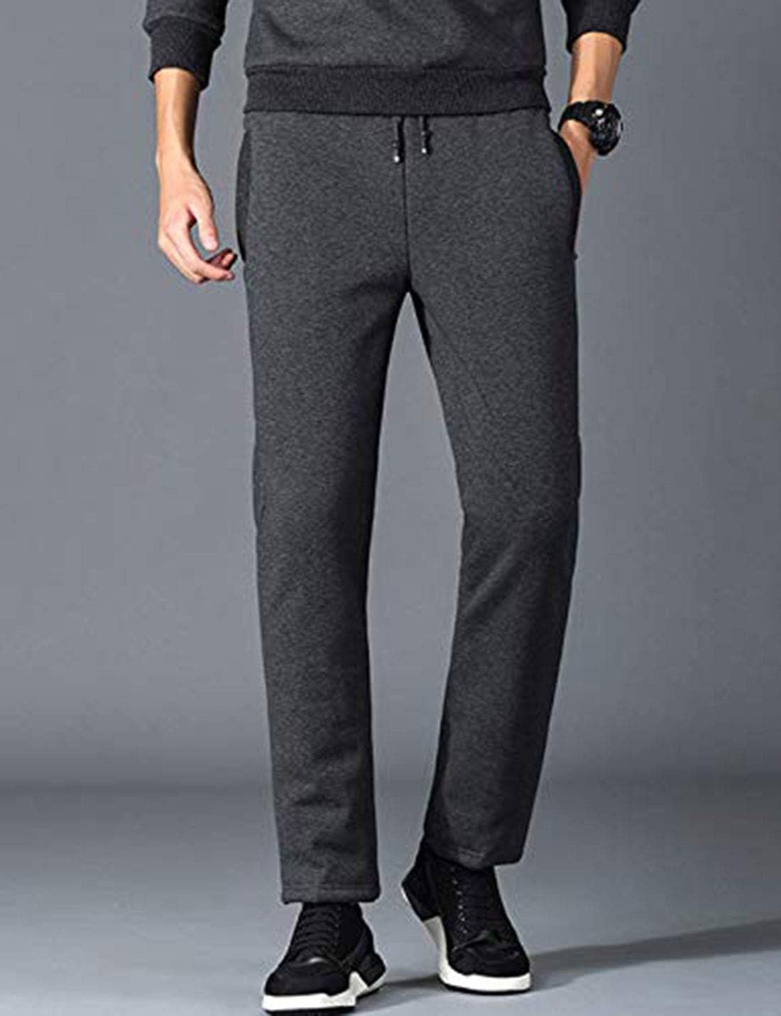 Yeokou Mens Winter Warm Sherpa Lined Active Thermal Jogger Fleece Sweatpants Pant - Image 3