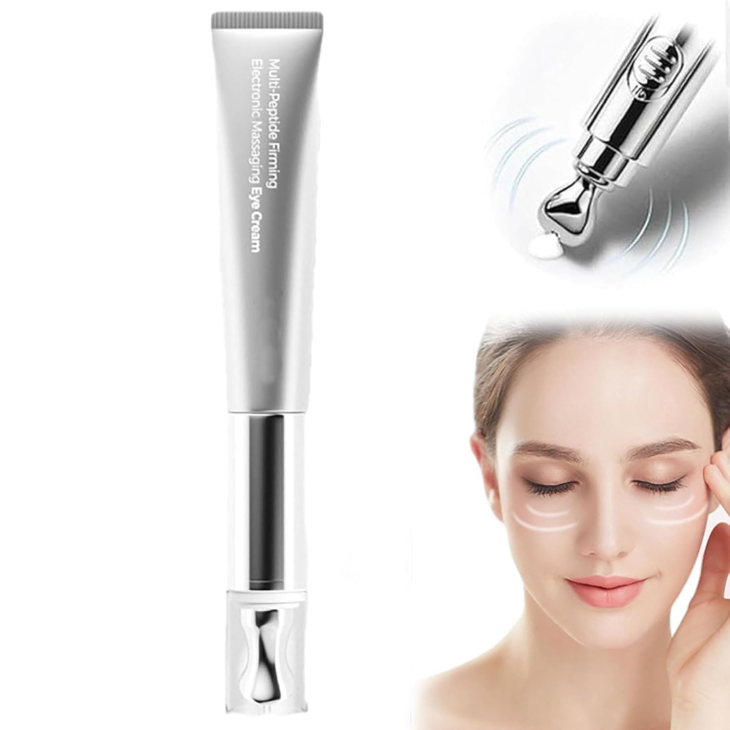 NALACAL Wrinkle Eraser Massaging Eye Cream, Multi-Peptide Eye Cream with Electronic Massager for Puffiness, Bags, and Wrinkles Under Eyes, Soothing Eye Patch Cream, 1PCS