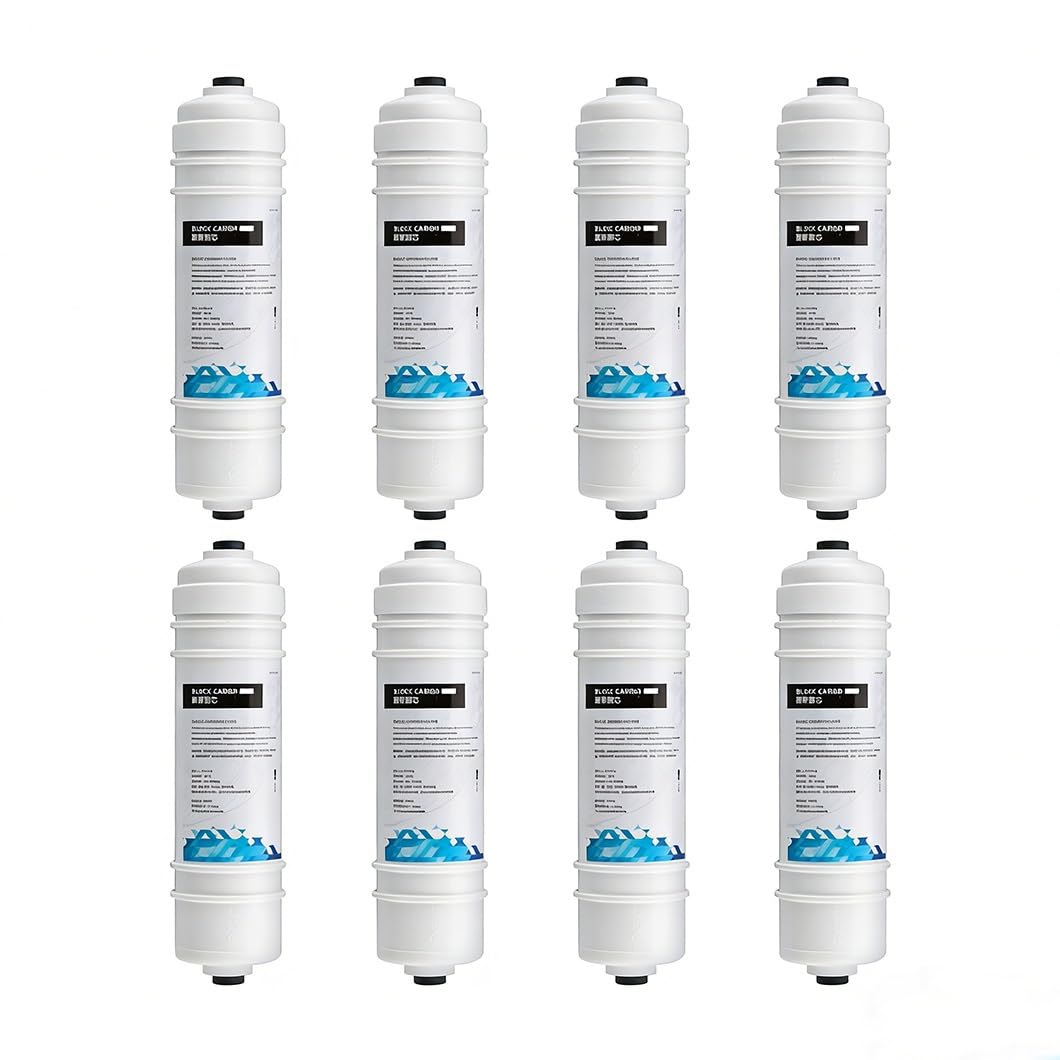Confezione 8 cartucce filtranti a Carbone Attivo CTO, dotate raccordi innesto rapido.1/4in, Adatte alla Sostituzione prefiltro sistemi osmosi inversa RO