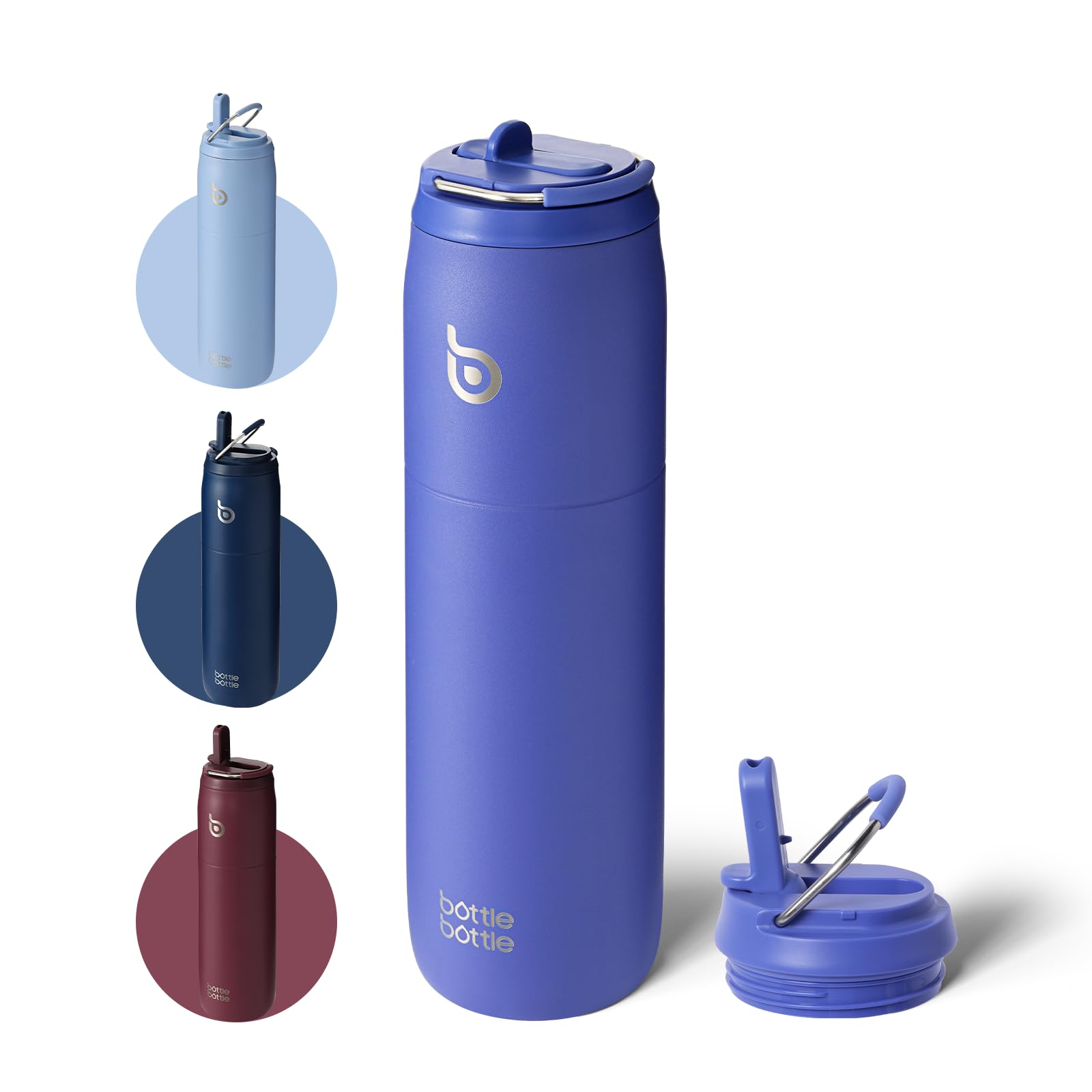 Bottle Bottle Insulated Water Bottle 950ml(32oz) with Straw and Lid for Sports and Gym Stainless Steel Metal Drink Flask for Hot Water with Handle (Blue)
