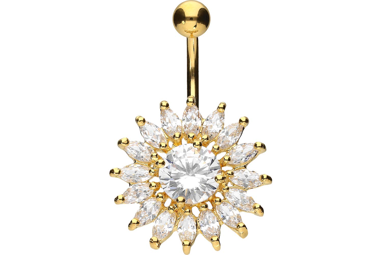 PIERCINGLINE Surgical Steel Belly Button Piercing | Brass Design Sun | Piercing Banana Bell Banana | Choice of Colours