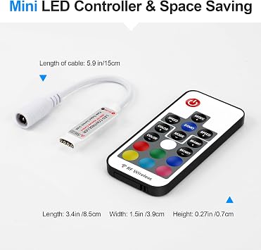 17-Key RF Wireless RGB LED Remote Controller, 4 Pin Receiver