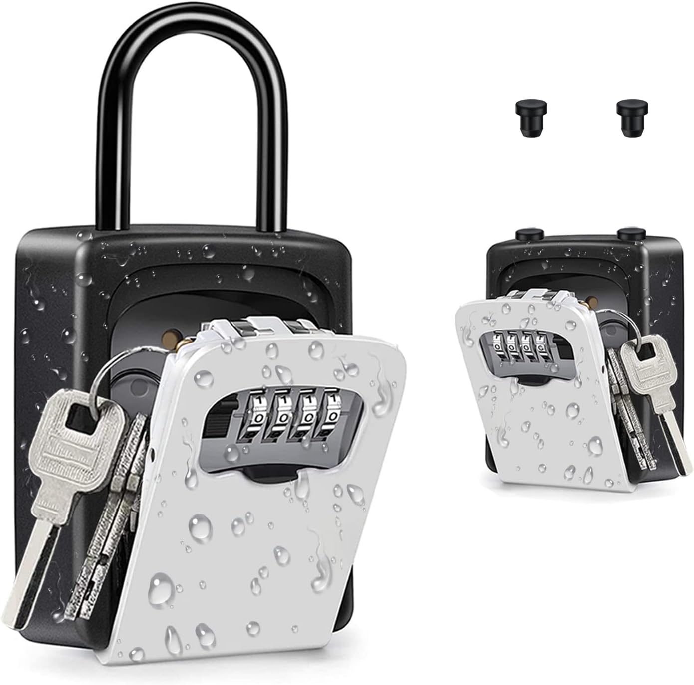 ZHEGE Portable Key Safe, Padlock Key Safe Box with Removable Shackle (Free of Installation) Door Handle Combination Lock Box for Home, Office, Contractors, Airbnb Rental, Spare Key Security (Grey)