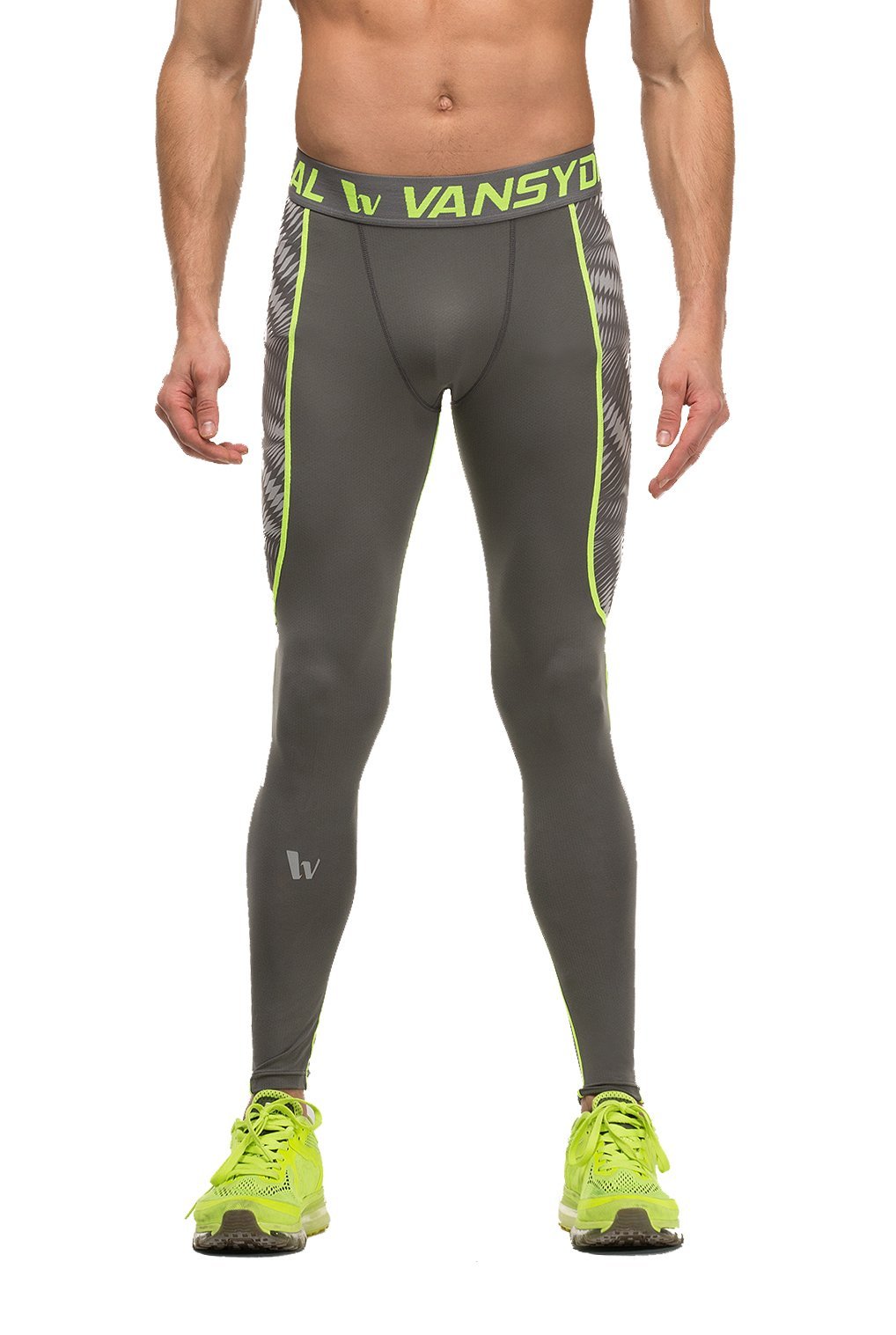 Fringoo ® Men's Compression Tights Workout Base Layer Training Running Leggings Gym Pants (Medium, Mesh Grey)