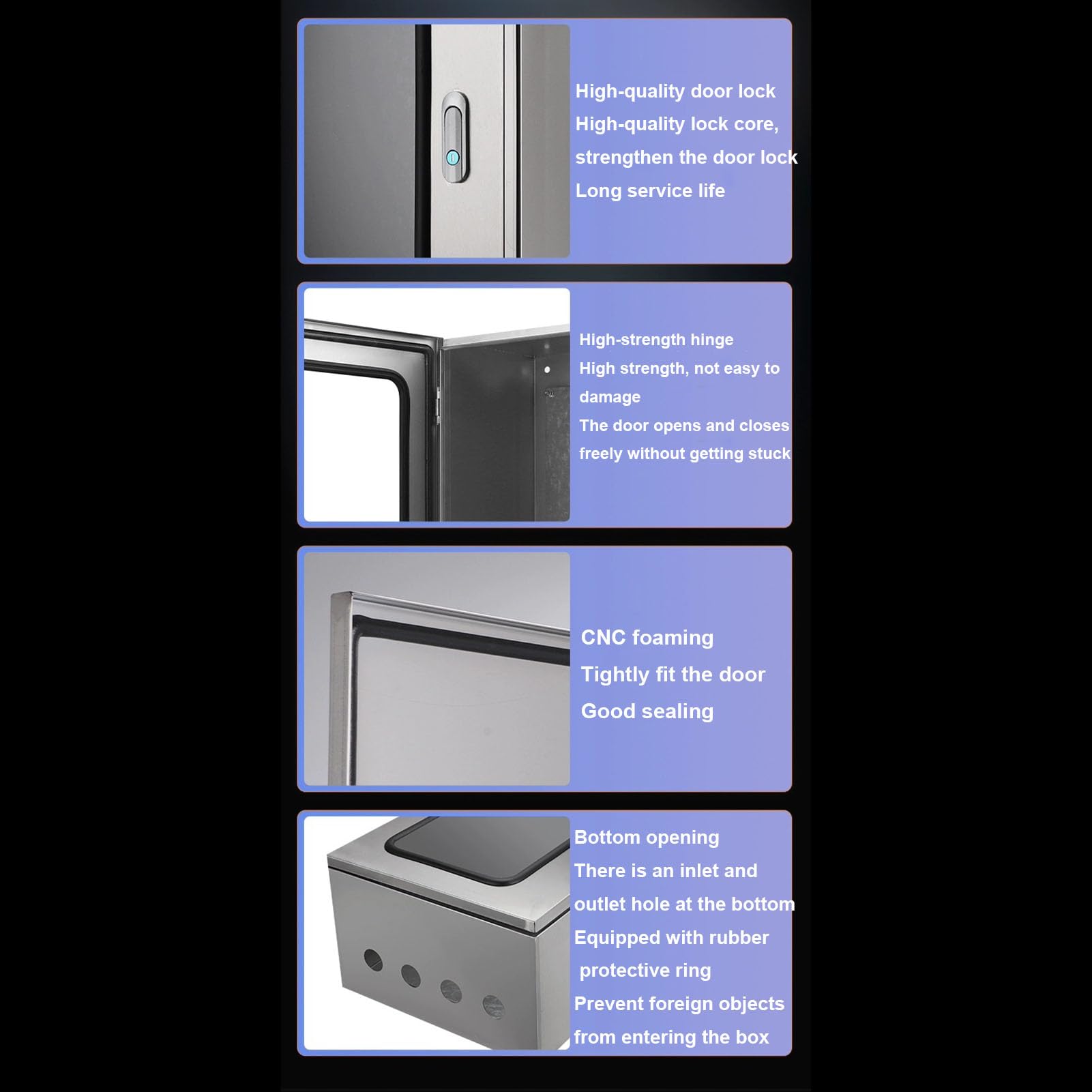 XBTGS Scatola di recinzione elettrica resistente alle intemperie in acciaio inossidabile, 400x300x250mm, protezione di distribuzione durevole con piastra di montaggio per apparecchiature elettroniche