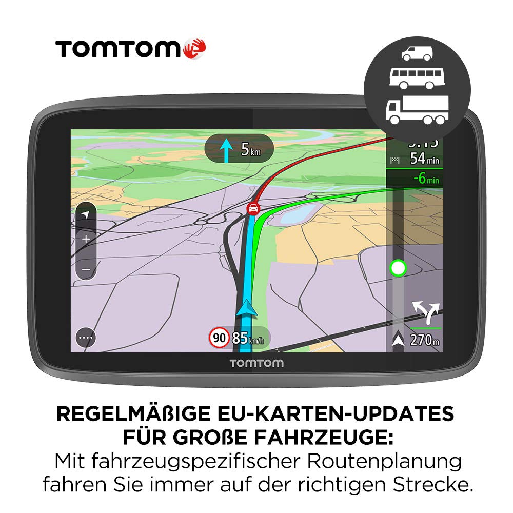TomTom GO Professional 6250 Navigationsgerät (für LKW, Reisebusse und Transporter, 15-cm-Display, Höhen- und Gewichtsbeschränkungen, Echtzeit-Verkehrsinformationen und Lebenslang Traffic)