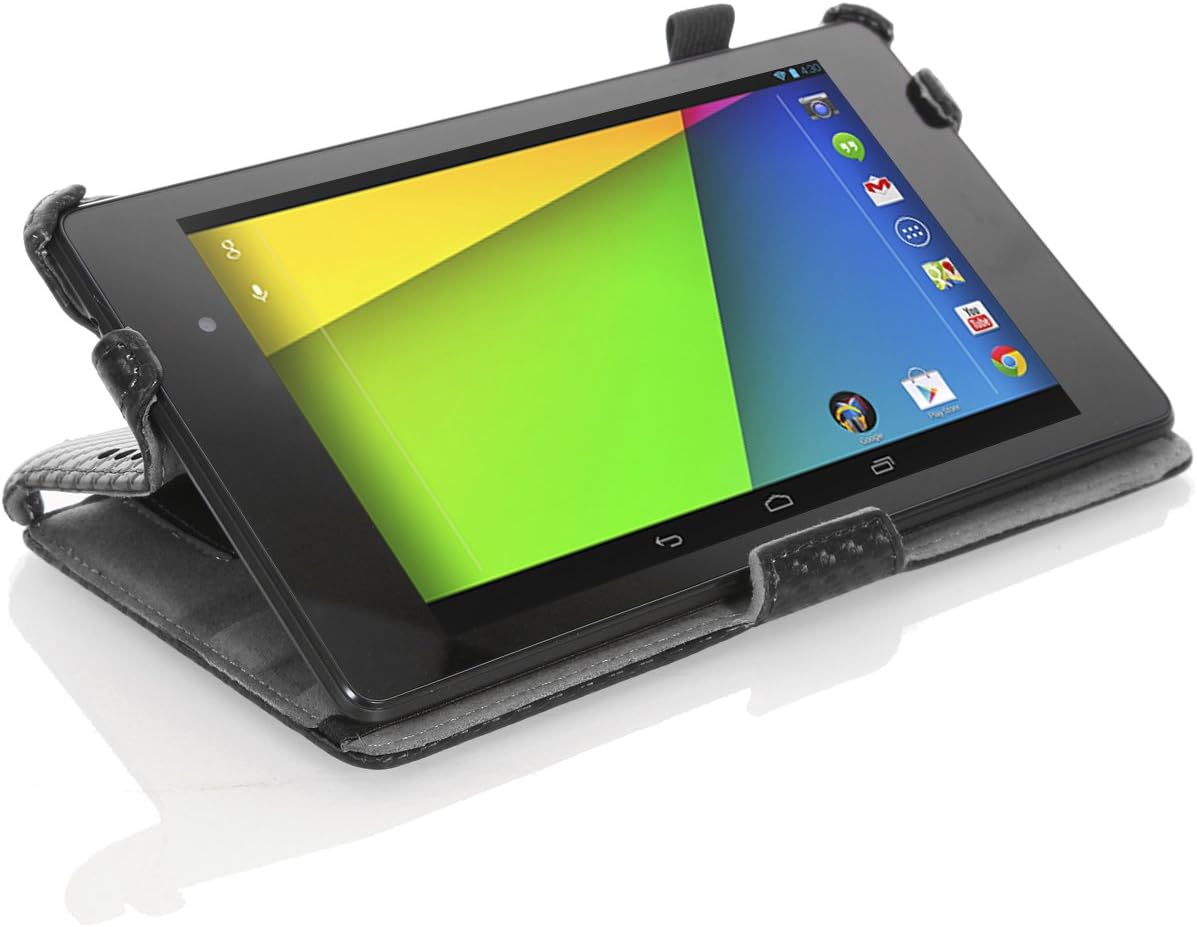 Case Compatible with Google Nexus 7 2013 FHD 2nd Gen, Slim-Fit Multi-Angle Stand Cover Case with Auto Wake/Sleep Fit Google Nexus 2 7.0 Inch 2013 Generation Android 4.3 Tablet, Carbon Fiber Black