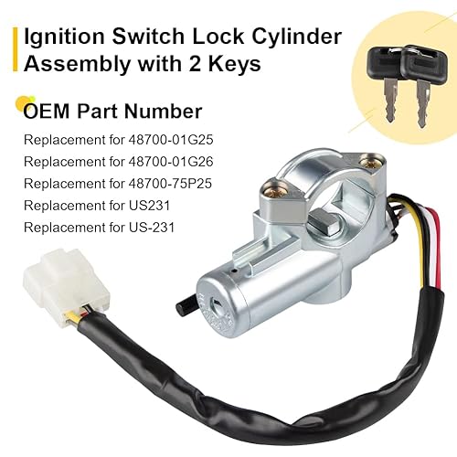 Miniatura 2 de WMPHE Conjunto de cilindro de bloqueo de interruptor de encendido con 2 llaves compatible con Nissan Pathfinder 1986-1994 Nissan D21 1987-1995