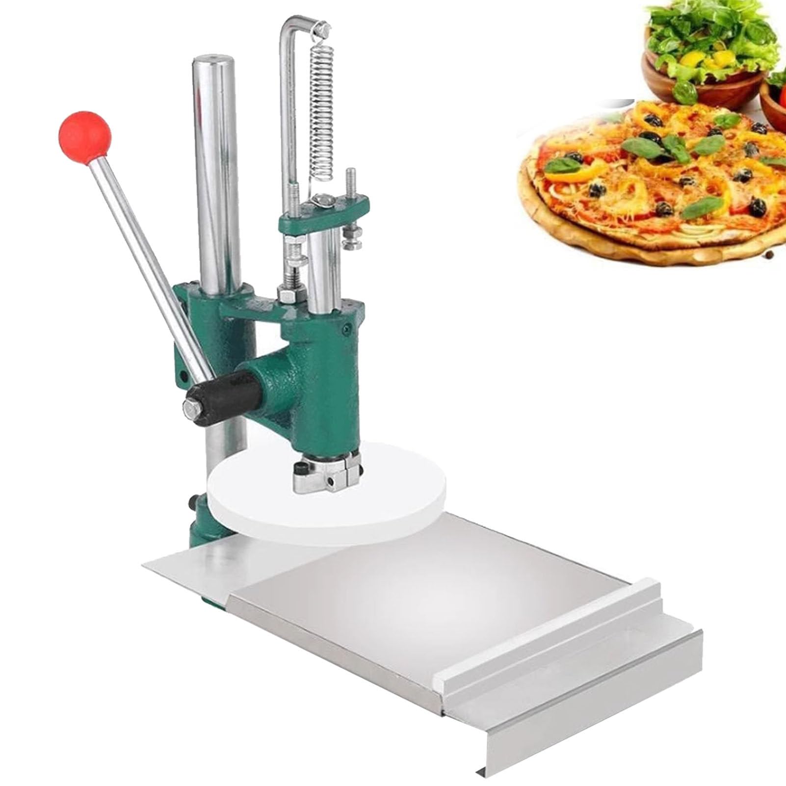 Manuelles Pizza -Teig -Pressemaschine, kommerzieller Teigpresse, Pizza -Teig -Abflacher, Edelstahl -Pizza -Teighersteller zum Erstellen von dünnen