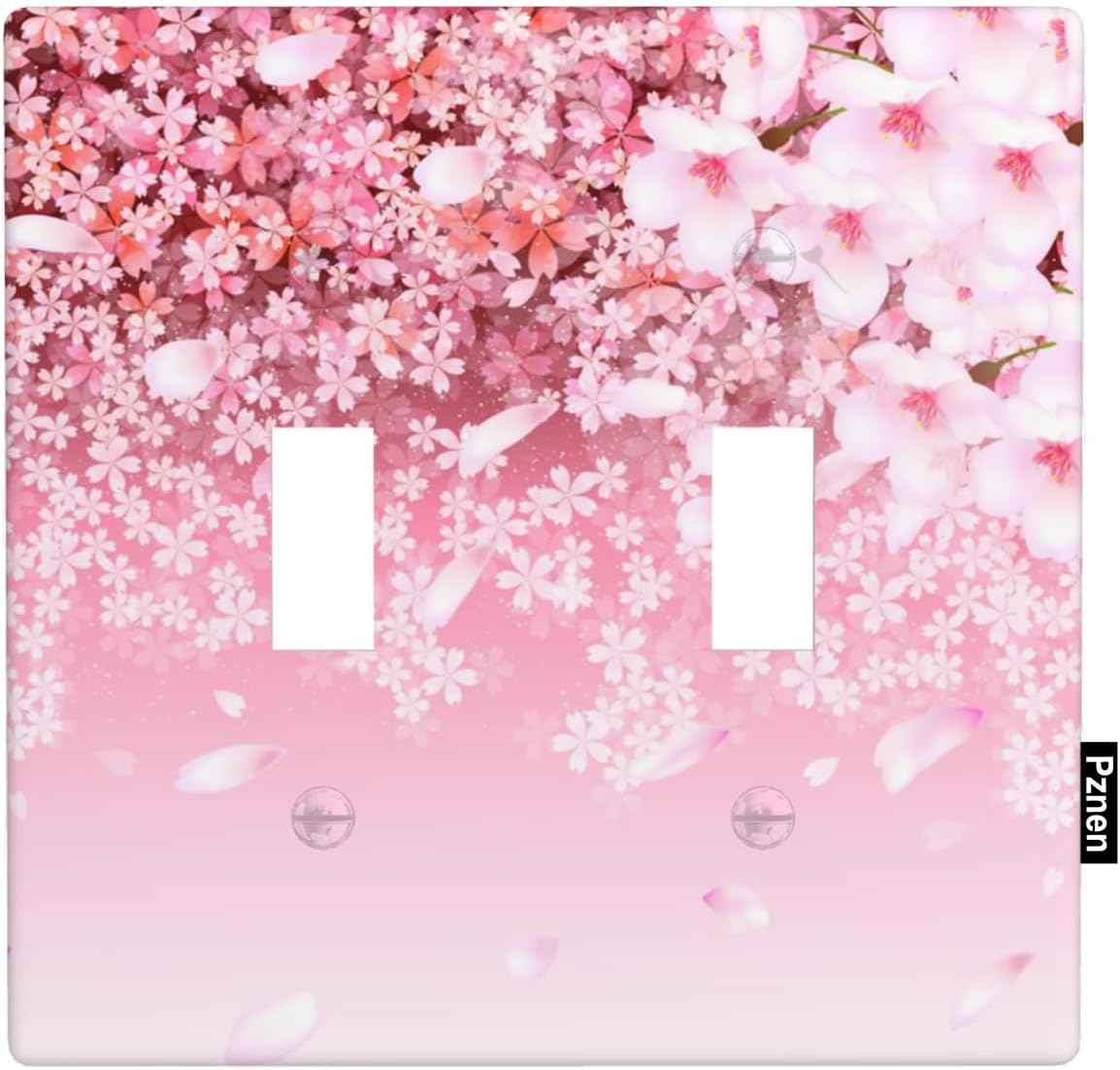 Pink Cherries Double Toggle Light Switch Cover Spring Cherry Blossoms Wall Plate Covers 2-Gang Toggle Switch Plates Home Decorative Office