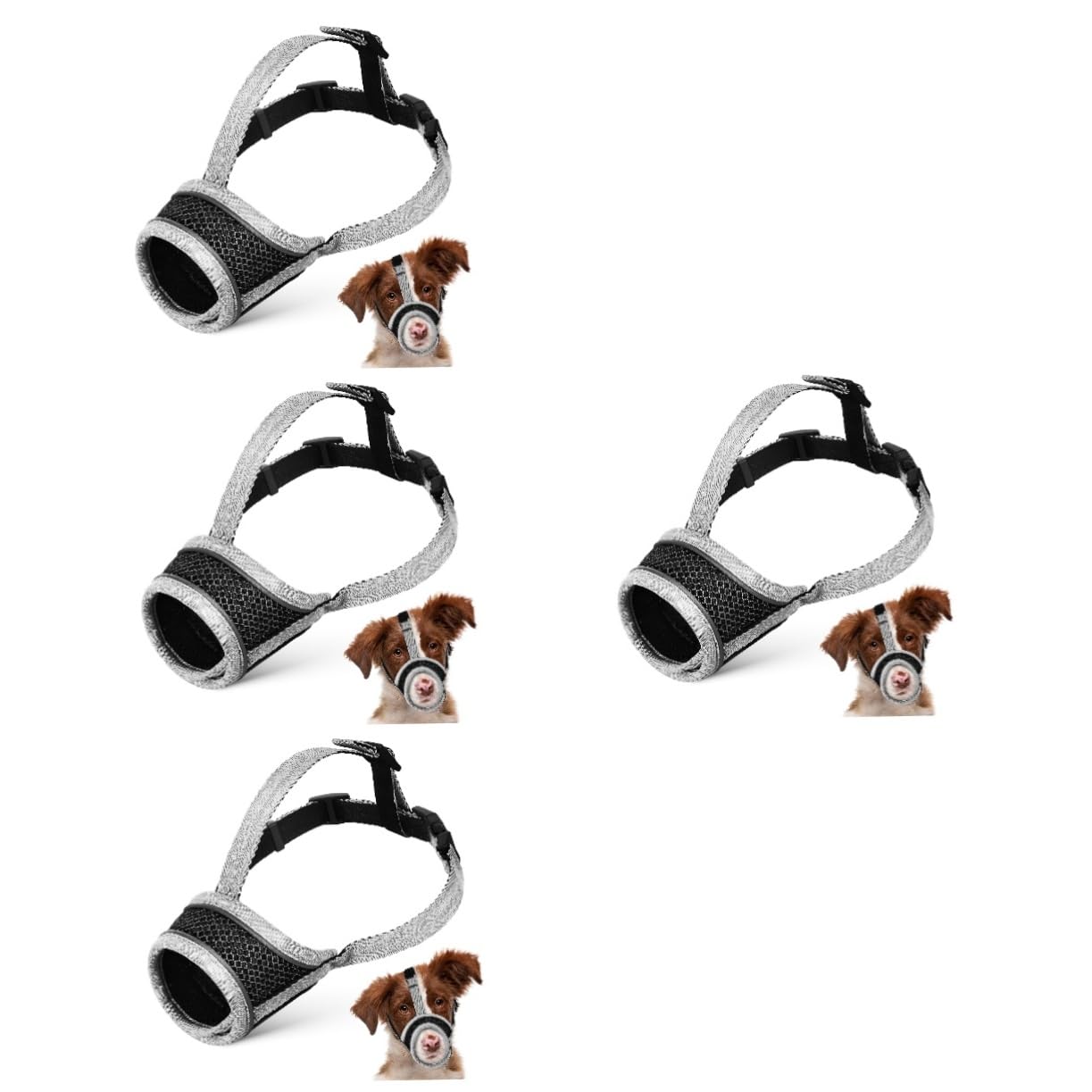 Muselière en tissu pour chien Mipcase : lot de 4 anti-morsure réglable