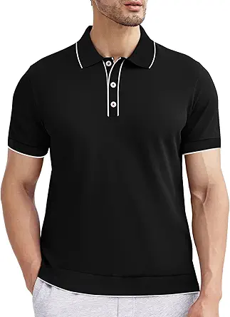 ALTAIREGA Men's Cotton Polo Shirts Casual Short Sleeve Classic Fit Shirt