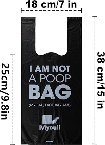 Miniatura 2 de Miyouli 300 bolsas de basura biodegradables de color negro extra grueso para excrementos de mascotas con asas para perros con aroma al viento del