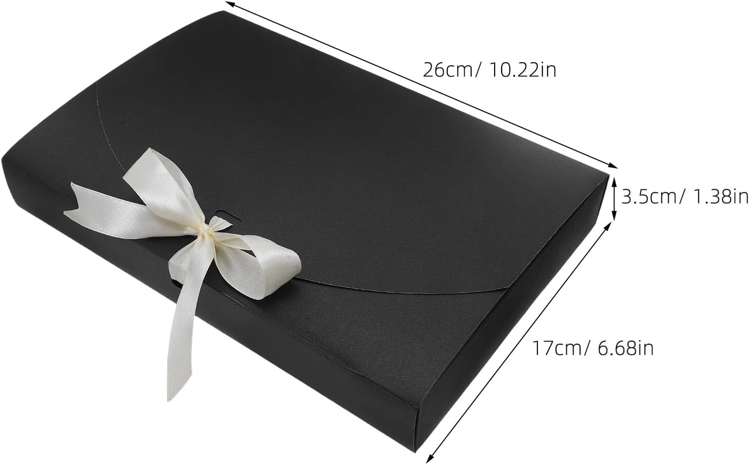 NAMOARLY 20pcs Black Pearl Paper Shirt Packing Boxes with Ribbon Bow for Wedding, Birthday, Engagement Wrapping, Scarf and Packaging, 26x17.5x3.5cm