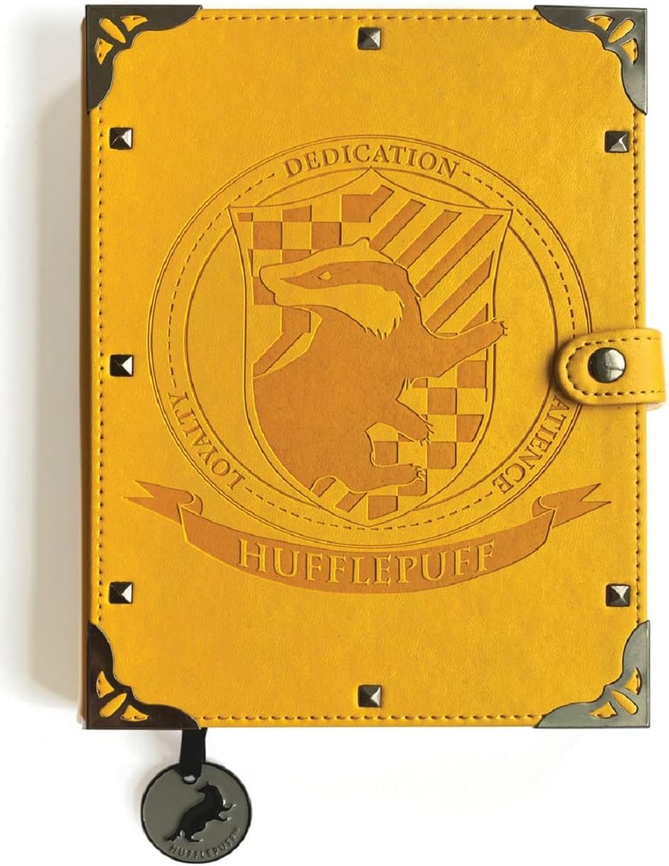 Paper House Productions Harry Potter 8" Foil Accent Embossed Vegan Leather Notebook with Satin Ribbon Page Marker - Hufflepuff