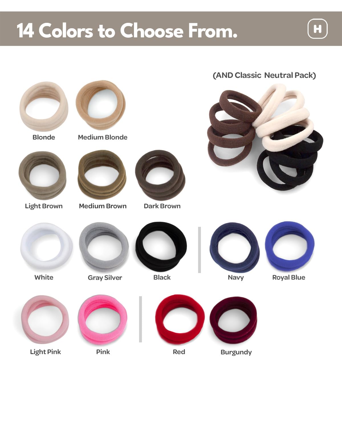 Cyndibands Seamless Hair Ties - Red - Gentle Hair Ties No Damage, Standard Size 1.5 Inch, Soft and Stretchy Nylon Fabric Ponytail Holders - 12 Count