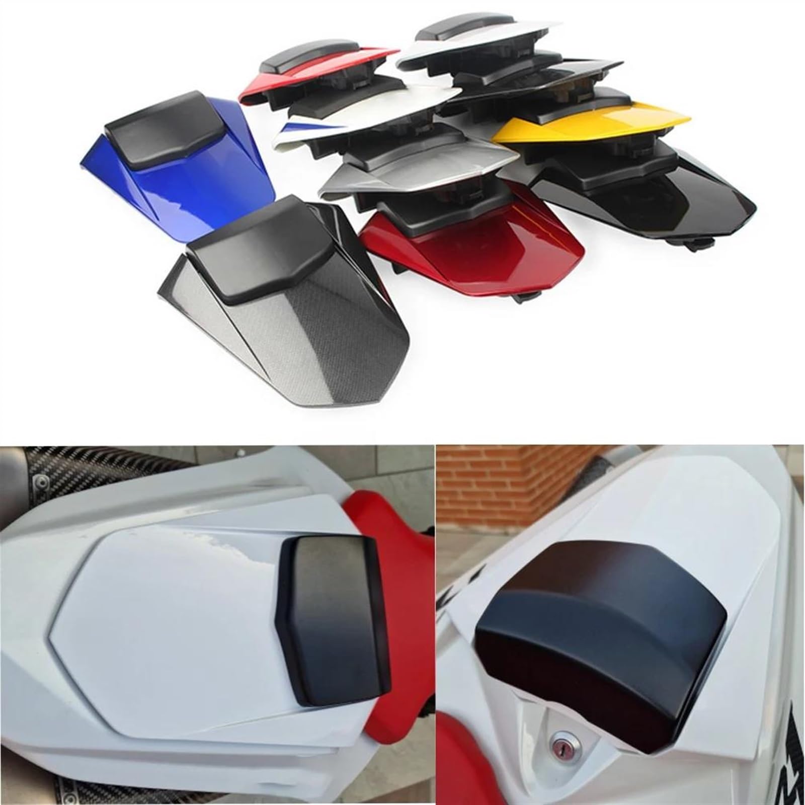 motorfiets achterbank kuip Achter Passagier Cowl Seat Back Cover Motorfiets Onderdelen Voor YZF R1 2007-2008 ABS Plastic Pillion Rear Seat Cover (Color : Zwart