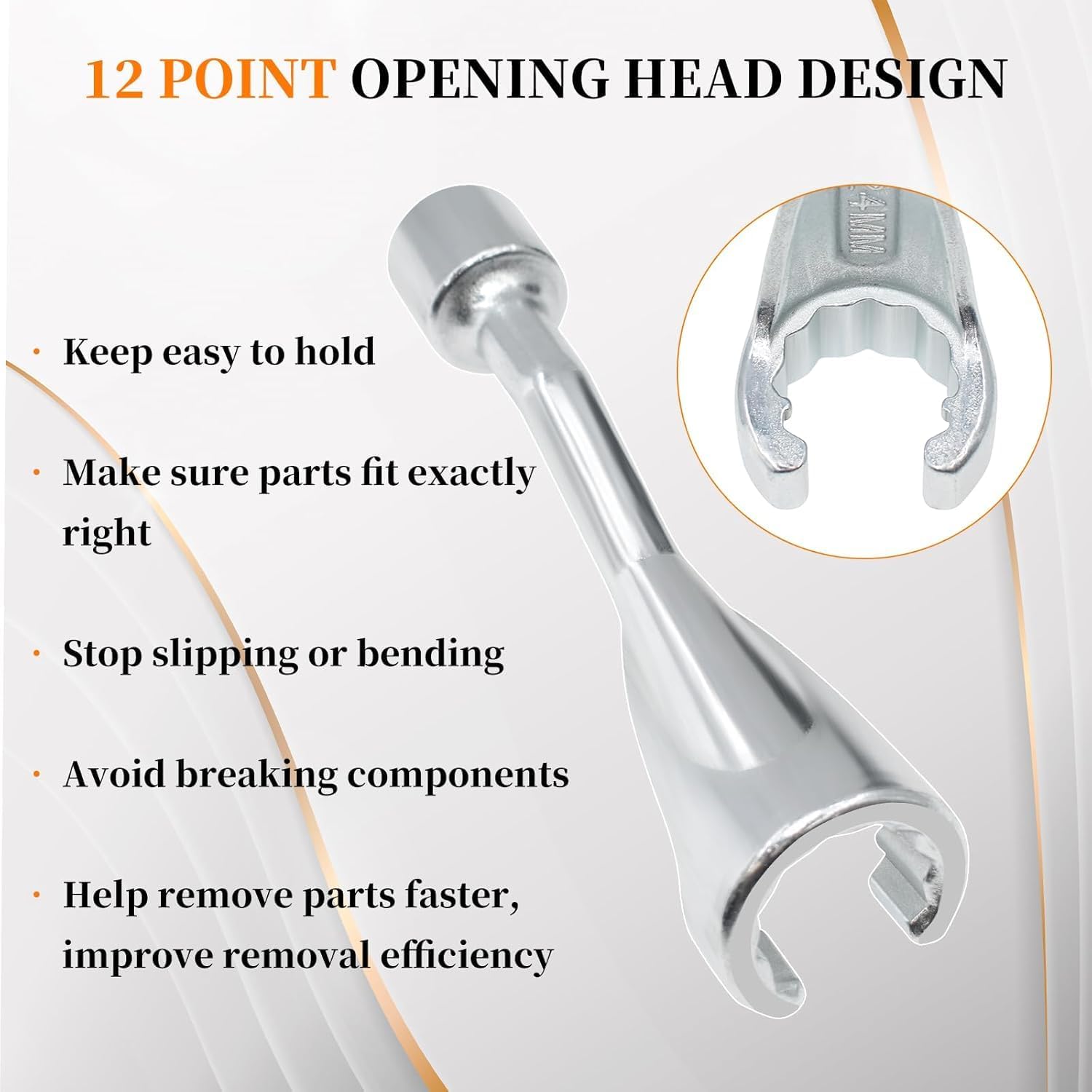 9Pcs Common Rail Injection Fuel Line Socket Set, 1/2" Dr 12mm 14mm 16mm 17mm 18mm 19mm 21mm 22mm 24mm 12 Point Injector Fuel Line Socket, Injection Line Flare Nut Wrench Set