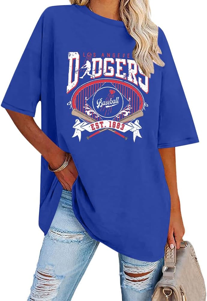 Baseball Shirts for Women Oversized Game Day Sports Fan Shirt Baseball Mama Casual Short Sleeve Tee