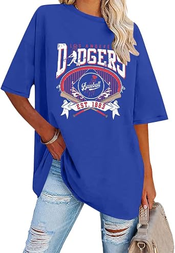 Womens Oversized Baseball Shirt Game Day Tee Soft Breathable Casual Sports Fan Top