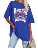 Baseball Shirts for Women Oversized Game Day Sports Fan Shirt Baseball Mama Casual Short Sleeve Tee