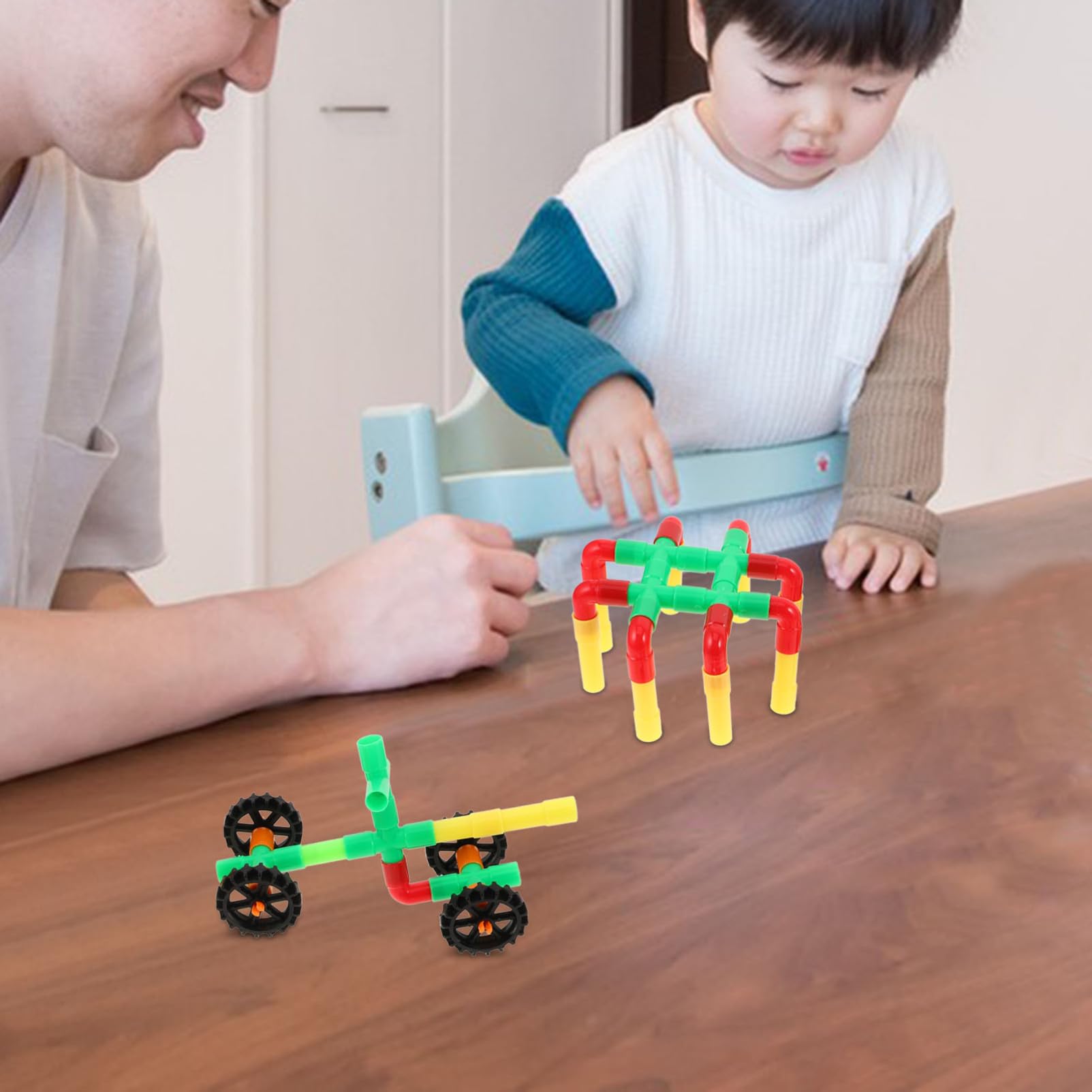 ERINGOGO Bauklötze Rohrspielzeug Teiliges Großes Steckbaustein für Kreative Konstruktion Fördert Räumliche Vorstellungskraft Motorische Entwicklung und Gemeinsames