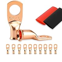 Vista 33 de 8 piezas de extremos de cable de batería, conectores de alambre calibre 1/0, lengüetas de alambre de cobre 1/2, ojales de cobre desnudo con tubo