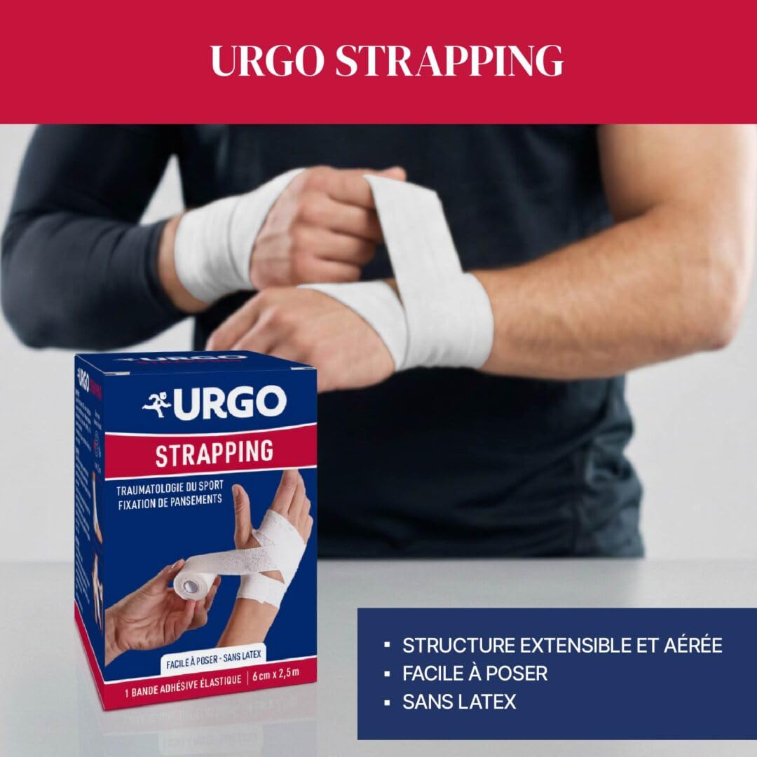 Urgo - Taśma klejąca – elastyczna taśma klejąca – Zawiera/mocowanie opatrunków – 1 pasek 2,5 m x 6 cm