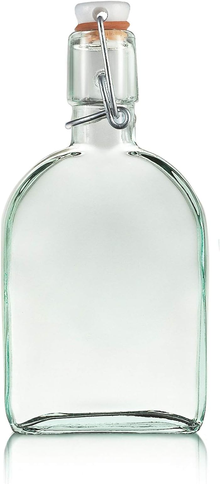 12 Pcs - Italian Swing Top Glass Bottle Flask Approx 7 Oz Capacity from Eco Friendly Recycled Glass