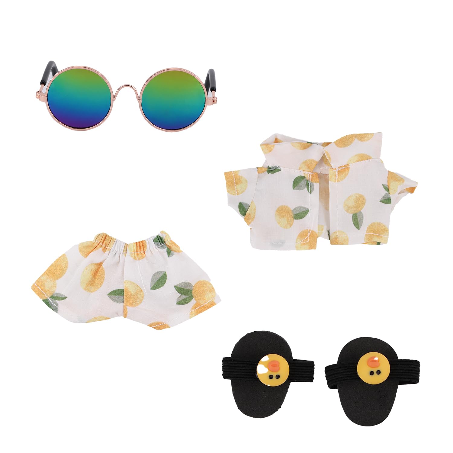 Clothes for Doll, Cute Plush Toy Dress Up Outfit Stylish Plush Clothes Accessories for 6.7in Doll (Summer Lemon Style)